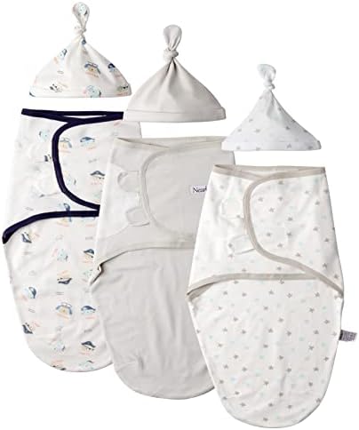 Bobetão de Nearkoi Swaddle Conjunto para bebê, saco algodão com tampas, saco de sono ajustável, bolsa de sono para