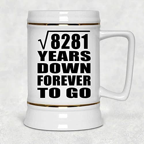 Projeto Raiz quadrada de 91º aniversário de 8281 anos para sempre, 22 onças de caneca de caneca de cerâmica de cerveja com