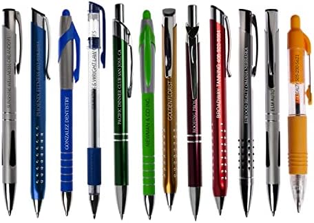 A variedade de caneta imprimida/100 contagem de canetas ou lote a granel de impressão de canetas pretas e azuis de tinta/impressão
