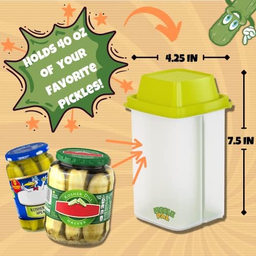 Contêiner de jarra de picles de picles com pacote de filtro com livro de receitas e ímãs de geladeira, 40 onças, 48 ​​onças