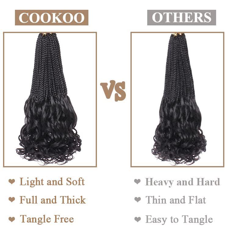 Cookoo 18 polegadas 9 pacote de pacote pré -loop cacheado francês cabelos de crochê de crochê natural preto francês