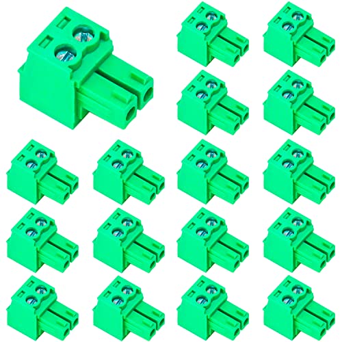 Tcenofoxy 20 pcs 3,81mm 2 pin Phoenix Tipo de conector verde PCB parafuso Terminal Bloco 2 Pólo 20pcs