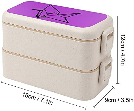 Lunhana da lancheira Bento Crane de papel 2 Compartgamento de contêineres de armazenamento de alimentos com colher e garfo