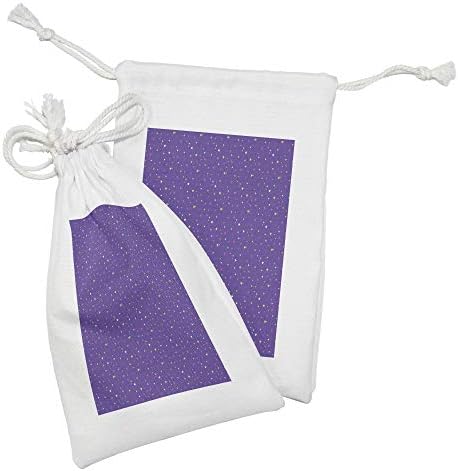 Conjunto de bolsas de tecido abstrato de Ambesonne de 2, Stars Network Padrão do céu noturno Objetos de espaço externo abstrato, saco de cordão pequeno para máscaras e favores de produtos de higiene pessoal, 9 x 6, azul violeta rosa amarelo