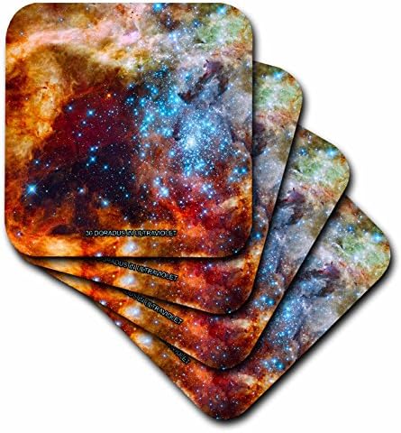 3drose cst_76787_3 galáxia e nebulosa-30 doradus em montanhas-russas ultravioleta-cerâmicas, conjunto de 4