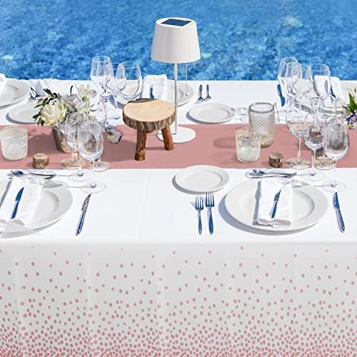 8pack de mesa de mesa de plástico descartável e corredor de mesa de cetim Conjunto definido e dourado rosa tonelada de mesa de ouro