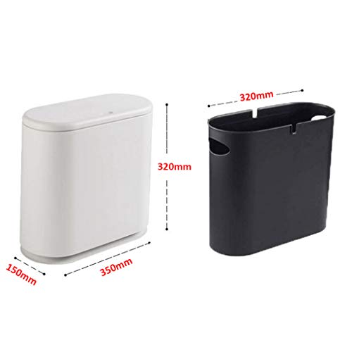 Neochy Indoor Dustbins Spcover Lixo estreito pode grande capacidade para o quarto de casa Pressão da imprensa Tipo de lixo lata de latas de lixo de cozinha/bege bege