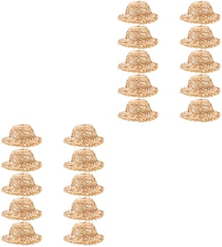Bestoyard Decorações de Natal Decorações de Natal Chapéu de palha em miniatura: 24pcs Mão tricô de palha Mini chapéu