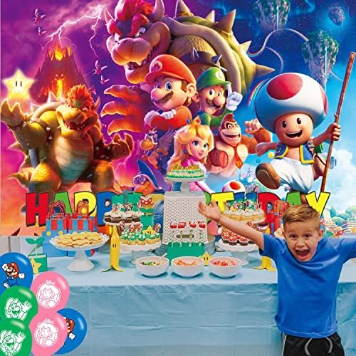 Mario Movie 2023 Banner de aniversário de cenário para Mario Movie 2023 Festa de Aniversário Supplies Mario Movie 2023 Photon