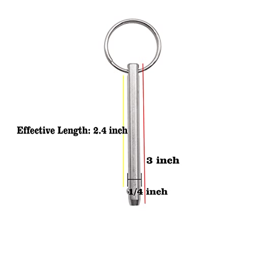 Pino de liberação rápida da Marinha 1/4 , Boat Bimini Top Pins de liberação rápida, Comprimento efetivo: 2.4, 316 Aço inoxidável para