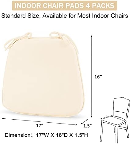 Almofadas de cadeira interna Downluxe para cadeiras de jantar, almofadas de cadeira de espuma de memória de veludo holandesa com