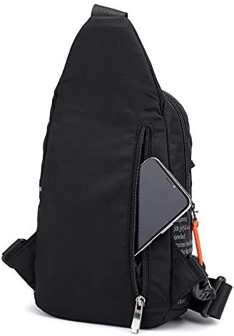 Moda Sling Backpack Sport Crossbody Messenger ombro Pacote de peito de nylon à prova d'água preto