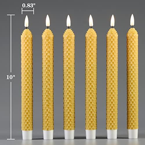 Girimax amarelo favo de mel liderou velas de convidado com remoto e sem chamas de bateria sem chamas Conjunto de 6 Candlesticks