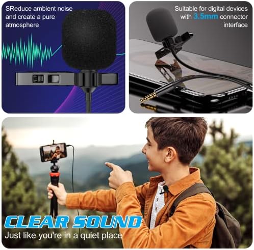 Microfone de lapela Lavalier de grau profissional para Realme Narzo 30 Pro 5G compatível com telefone para iPhone ou