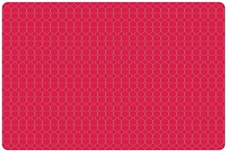 Tapete de estimação rosa lunarable para comida e água, fins marroquanos orientais como imagem geométrica hexagonal, retângulo de borracha