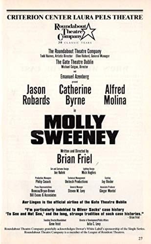 Jason Robards Molly Sweeney Alfred Molina/Catherine Byrne/Brian Friel 1996 Off-Broadway Playbill