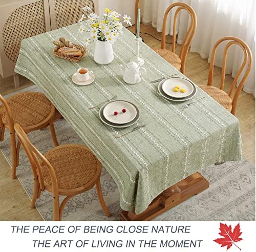 Toalhas de mesa rústicas de Dohiaya para mesas de retângulo, toalha de linho de algodão bordado com cânhamo para sala de