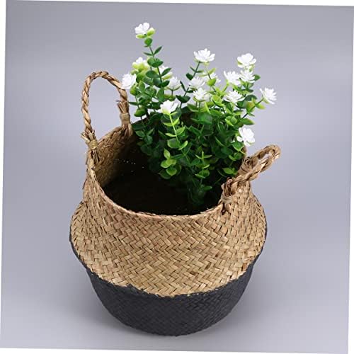 Zerodeko Bling Decor Baskets de armazenamento de ervas marinhas cestas de armazenamento branco cesta de céu de casca de céu cinza cesta cinza cesta de buquê de cesta de cesta de avental cesto de flor cesto de flores cesta de lábios cinza cinza