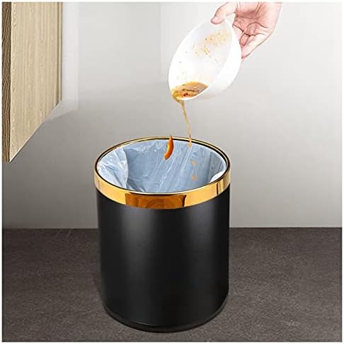 Lixeiras de resíduos HJRD, lixo pode metal redondo lata lata em casa o lixo de escritório sem capa cozinhas marrom lixo verde preto/verde