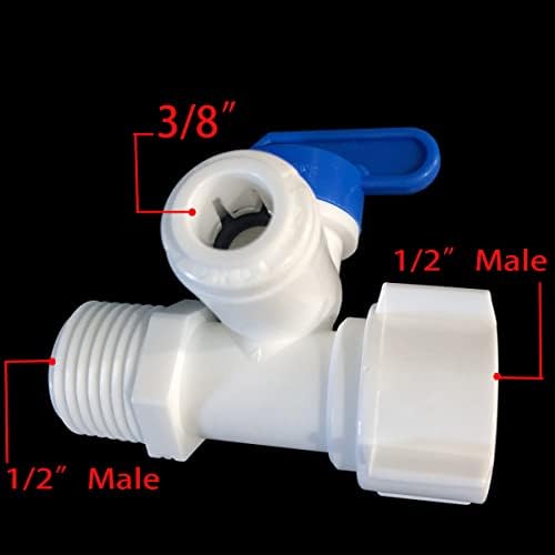 Wesell Tube 3/8 x 1/2 fêmea x 1/2 rosca masculina rosca Conector rápido, OD Desligar o interruptor da válvula reversa Sistema