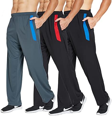 Calça de moletom do Luwell Pro Men com bolsos abertos de calças esportivas de fundo aberto para corrida, treino, academia,