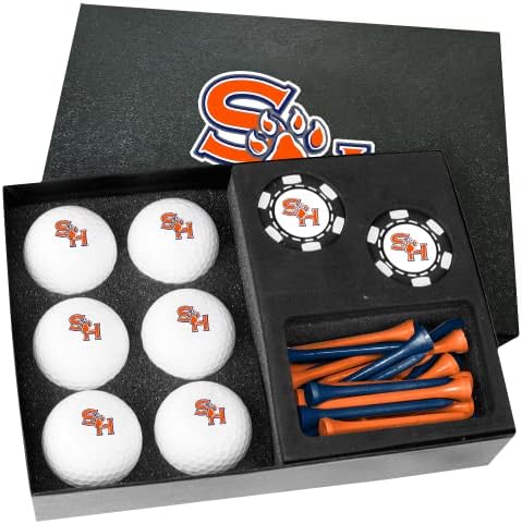 Golfballs.com Sam Houston State Bearkats Presente com chips de poker preto - bolas em branco