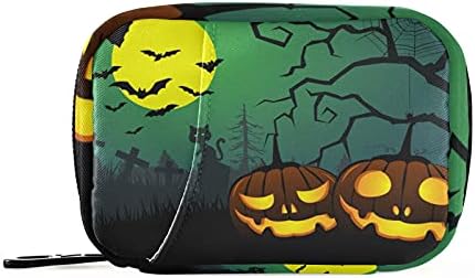 Halloween Pumpkins Pill Case Bag Pill Organizer Caixa com zíper suplementos portáteis de suplementos de medicina Caso para acampamento