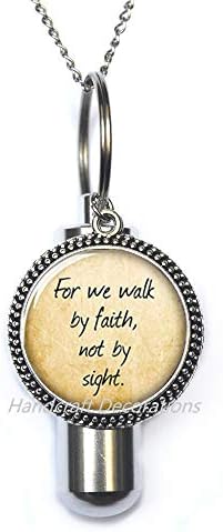 ManfraftCorações para We Walk By Faith, não pela visão, Jóias das Escrituras ， Colar Cremação Cristã Colar ， Melhor Amigo Cremação