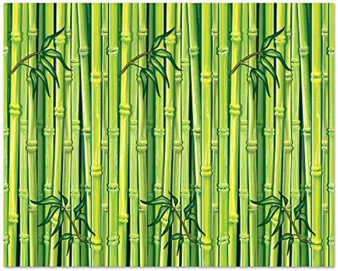 Cenário de parede de bambu beistle, cenário de 4 'x 30' - foto, cobertura de parede fácil de aderir, decoração da festa na selva, decorações de festa de luau, decorações de festa tropical, fundo fotográfico
