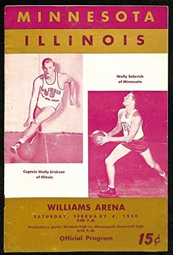 1950 Minnesota Gophers v Illinois Illini Basketball Program 2/4 EX/MT 66455 - Programas da faculdade