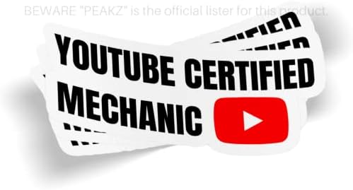 Imakestickerz.com YouTube Certified Mechanic Funnic Auto Car Mechanic Vinyl Decals Bumper Adtenhor, branco, vermelho, preto, 5,5