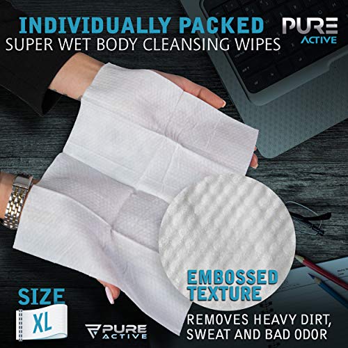 Limpos do corpo do chuveiro, 40 embrulhados individualmente + 30 lenços corporais extras de 12 x12 para homens, desodorizando