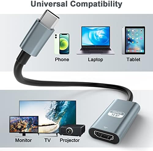 Estação de ancoragem USB C a HDMI Adaptador 4K 60Hz Compatível com MacBook Pro Air, iPad Pro, Dell XPS e mais