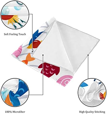 Peixes coloridos enganchas de caracol polvo 2 pacote de microfibra esportes de ginástica esportes de secagem rápida Toalhas de suor absorvente para homens e mulheres para viajar para viagens de praia