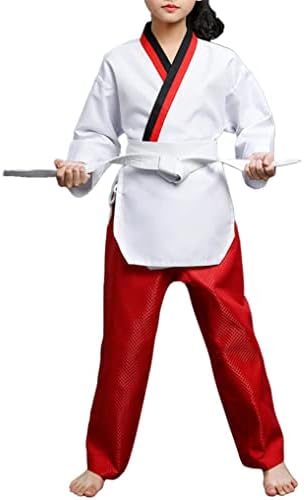 Uniforme de Karatê Doomiva com Cinturão Taekwondo Gi Uniforme para Crianças Top de Manga Longa com Correia das Calças