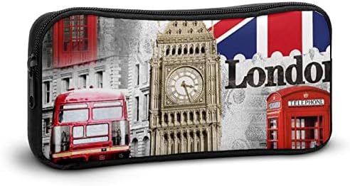 Londres Big Ben UK British Flag Case Bolsa Bolsa Bolsa Cute Pen Porta de Papelary Box Makeup Organizador