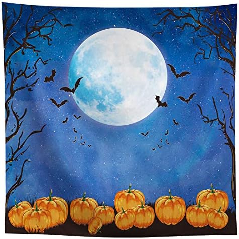 Allenjoy 8x8ft Halloween Backdrop para fotografia Aquarela Pumcolor Pumpkin Moonlight Night Noite infantil Borda de festa horrível