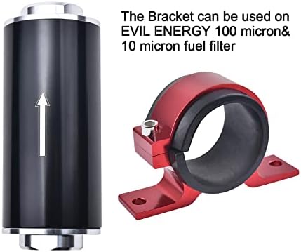Energia Mal Suporte de montagem de filtro de combustível de 50 mm, suporte de grampo da bomba de combustível vermelho