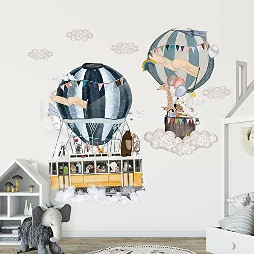Animais de Sengter viajam pelo mundo adesivos de parede de parede Posters fofos Decalques de parede de balão de ar quente