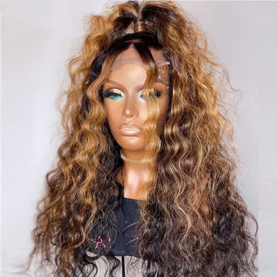 Jnymell ombre Deep Parte 13x6 Cabelo humano Lace Front Wigs pré -arrancados com cabelos de bebê 1bt30 colorido destaque