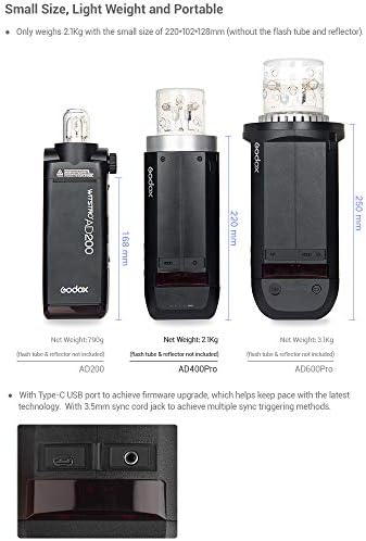 Godox witsro ad400pro all-in-one externo flash leve speedlite ttl auto-flash gn72 1/8000s hss 2.4g sem fio x sistema embutido bateria de lítio
