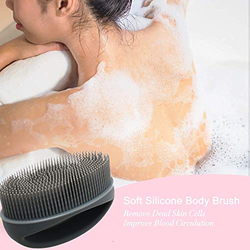 Liyao esfolia escova corporal, lavador de corpo, escova de chuveiro de silicone, efeito de espuma fácil de limpar, bom, durável, mais higiênico do que o bucha tradicional, fácil de usar