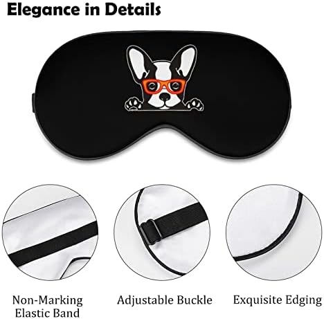 Máscara de olho de bulldog francesa fofa com alça ajustável para homens e mulheres noite de viagem para dormir