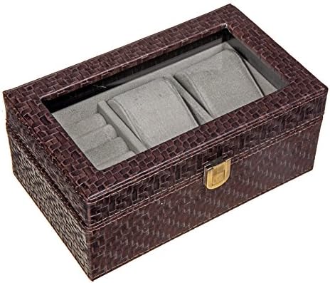 Caixa de relógio de couro de padronização e link de manguito e organizador de armazenamento de anel de decoros e organizador de anel para o presente da caixa de jóias masculinas da caixa de jóias