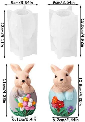 Topys 3D Bunny Bunny Eggshell Moldes de vela, moldes de aromaterapia com vela de silicone de coelho, molde de fondant de design