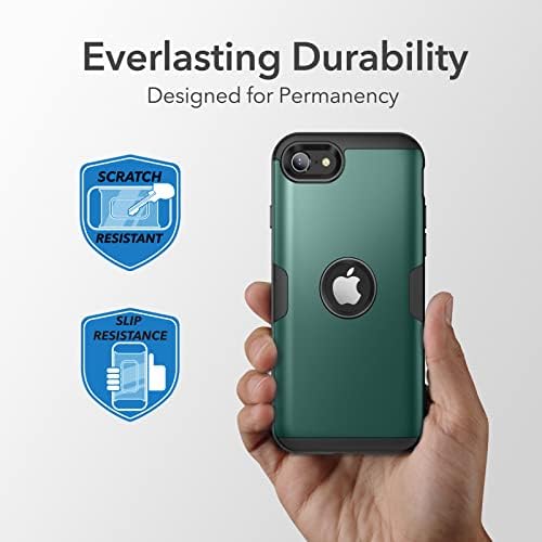 Youmaker projetado para o caso do iPhone SE 2022, estojo do iPhone SE 2020, corpo inteiro robusto com protetor de tela integrado Proteção de serviço pesado Slim Fit à prova de choque de 4,7 polegadas-midnightgreen Green