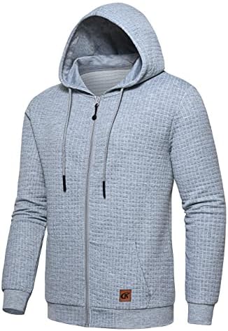 Yuyangdpb Men's Zip Up Hoodie Jackets de moletom com capuz leves com bolso de Kanga