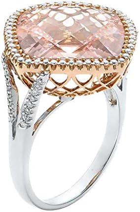 2023 Novo Luxo e Elegante Diamante Pink Champagne Hollow Ring Ladies Jóias Chunky Inicial Ring
