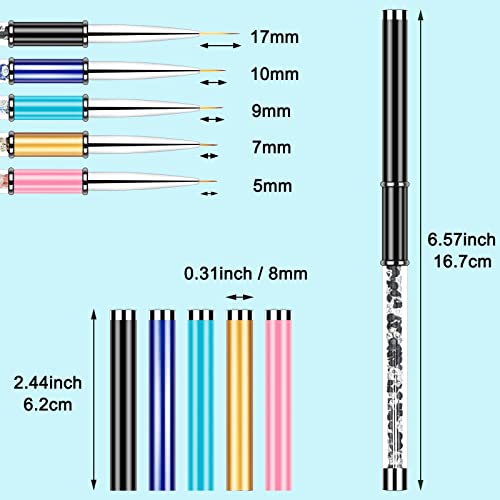 5 PCS Brushes de revestimento de arte na unha, projeto de desenho de unhas de pincel Pen Ultra Fine Tip com alça de