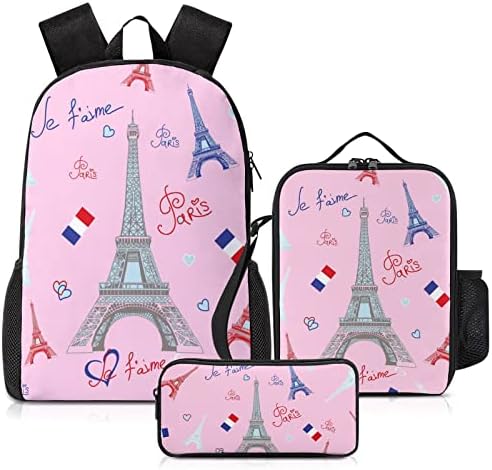 Paris Backpack estética fofa para estudante do ensino fundamental, mochila clássica leve da Torre da Effiel Towre